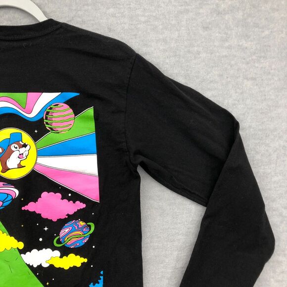 Bucees T Shirt Adult Size Small UFO Out of This World Long SLeeve Black Cotton - Picture 16 of 16